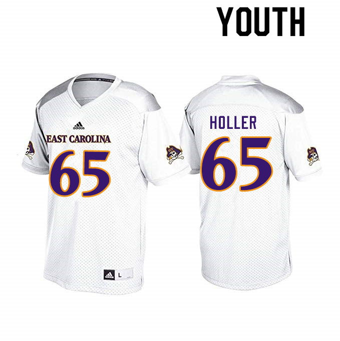 Youth #65 Trent Holler ECU Pirates College Football Jerseys Sale-White